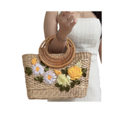 Water Hyacinth Bag With Three Rattan Handles 3